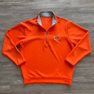 Cincinnati Bengals Antigua 1/4 Zip Pullover Sweatshirt Men’s Large Orange NFL